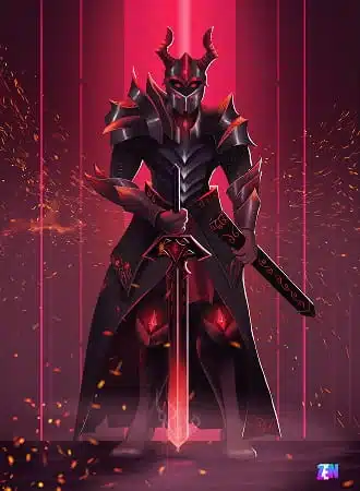 illustration chevalier dark fantasy character design guerrier démoniaque