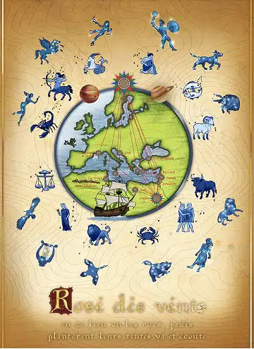 Illustration d’un globe entouré d’éléments créatifs représentant un univers visuel riche et immersif