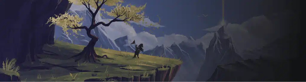 Illustration artistique représentant un paysage imaginaire pour un site web immersif et une expérience visuelle unique