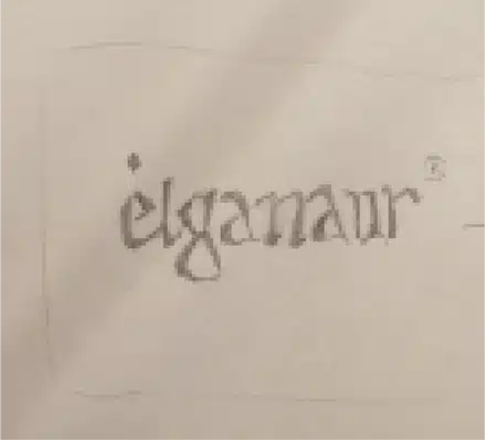 Croquis du logo Elganaur réalisé lors de la création de l'identité visuelle de cette parfumerie artisanale.