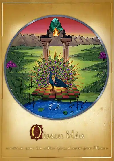 Illustration Oiseau bleu créée pour développer l'univers graphique de la marque Elganaur.