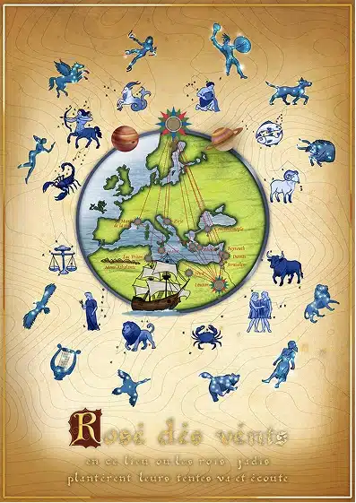 Illustration Rose des vents créée pour l'univers visuel et l'identité de marque Elganaur.